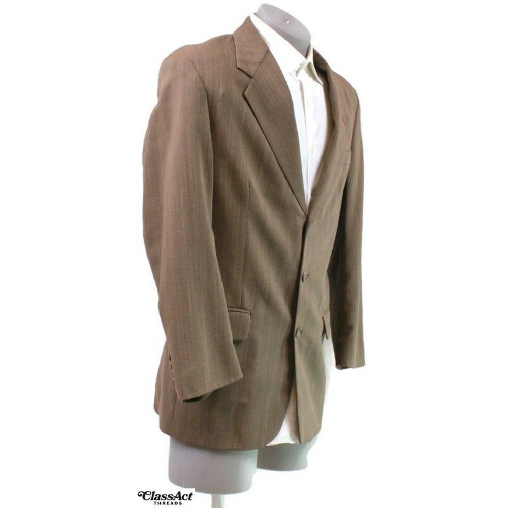 CESARANI MEN'S Sport Coat Blazer Suit Jacket Brown Striped 3 Btn Wool 40R